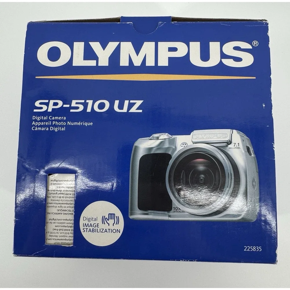 Olympus SP-510 UZ 10X Zoom 7.1MP Digital Camera Silver With Box Tested & Working
